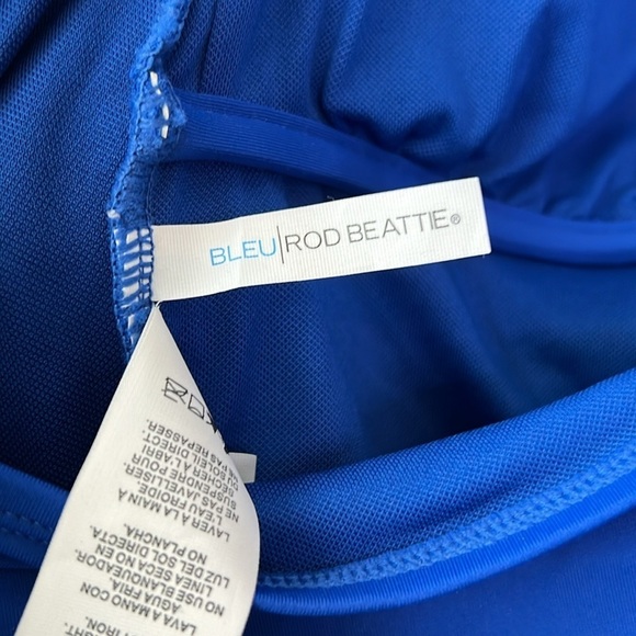 Bleu By Rod Beattie Shirred Halter One Piece Swimsuit In Cobalt Size 14 - Picture 8 of 12